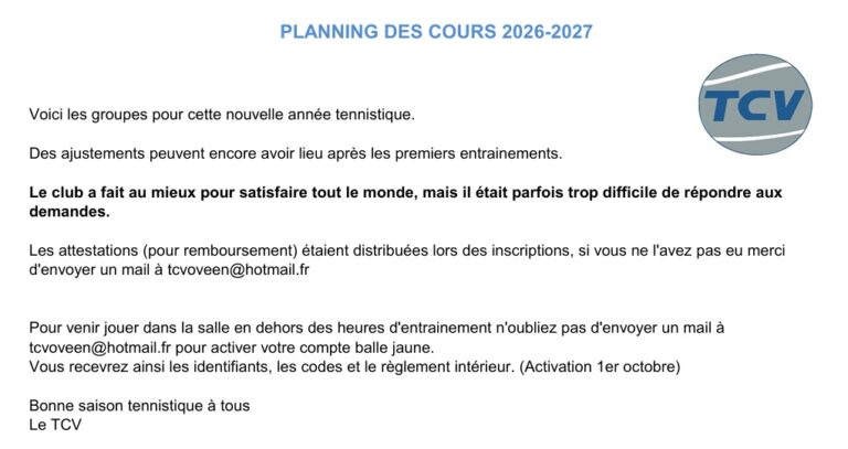 Planning 2026-2027
